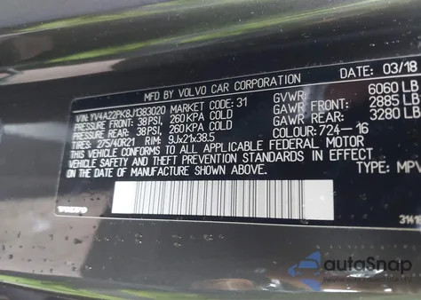 2018 Volvo Xc90 T6 Momentum from USA, damaged, VIN YV4A22PK8J1383020